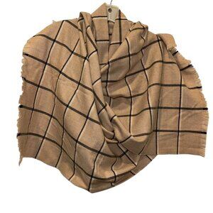 gap khaki black window pane plaid shawl wrap blanket scarf
